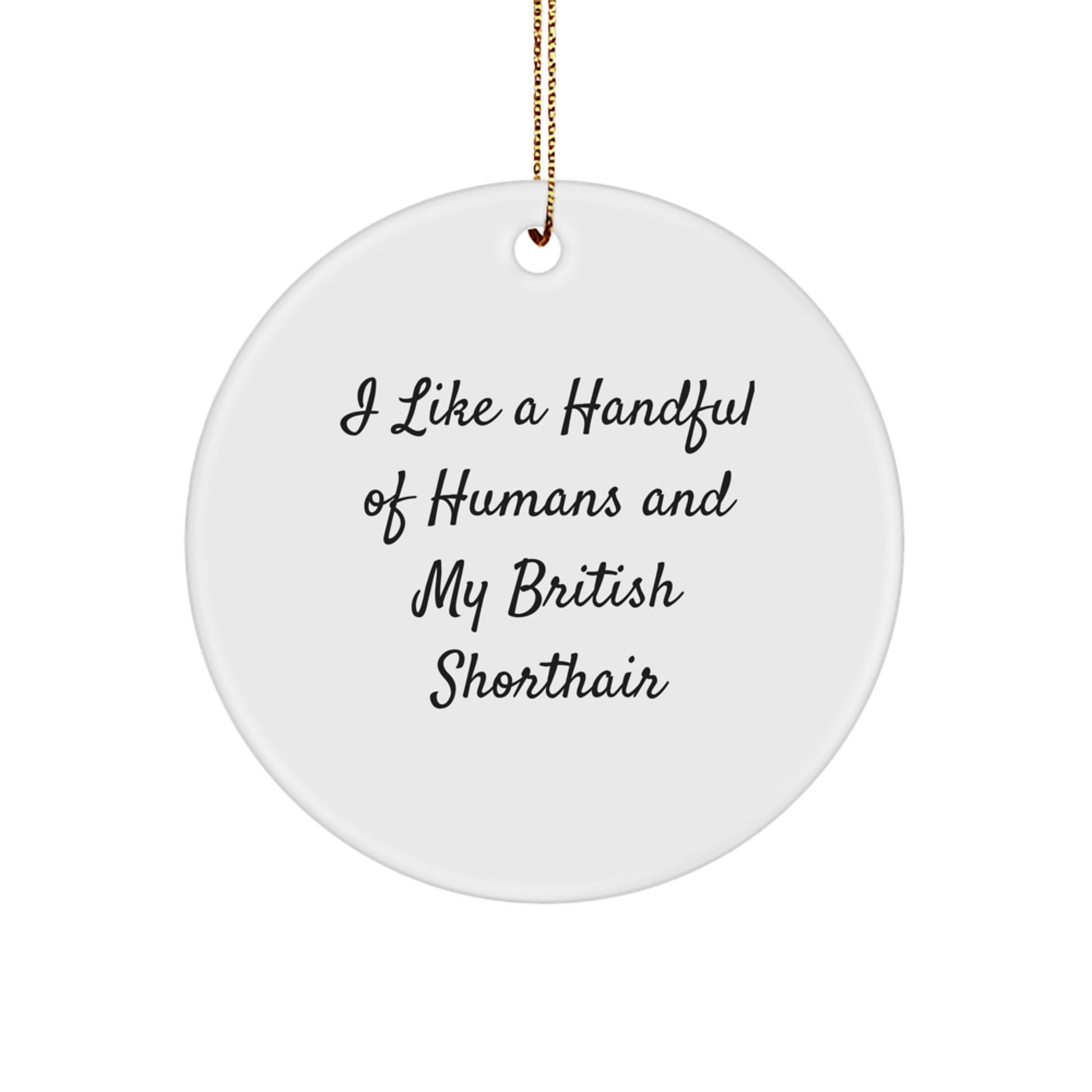 British Shorthair Cat Lovers, Funny Gifts for You, Circle Ornament 'I Like A Handful Of Humans And My British Shorthair' - Image 1