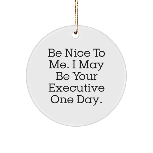Funny Executive Gifts from Men to Friends and Family for Christmas Unique Circle Ornament Be Nice To Me Executive One Day - Image 1