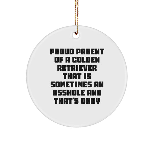 Funny Golden Retriever Dog Gifts for Men from Friends, Golden Retriever Dog Lover Christmas Unique Gifts, Golden Retriever Dog Circle Ornament - Image 1