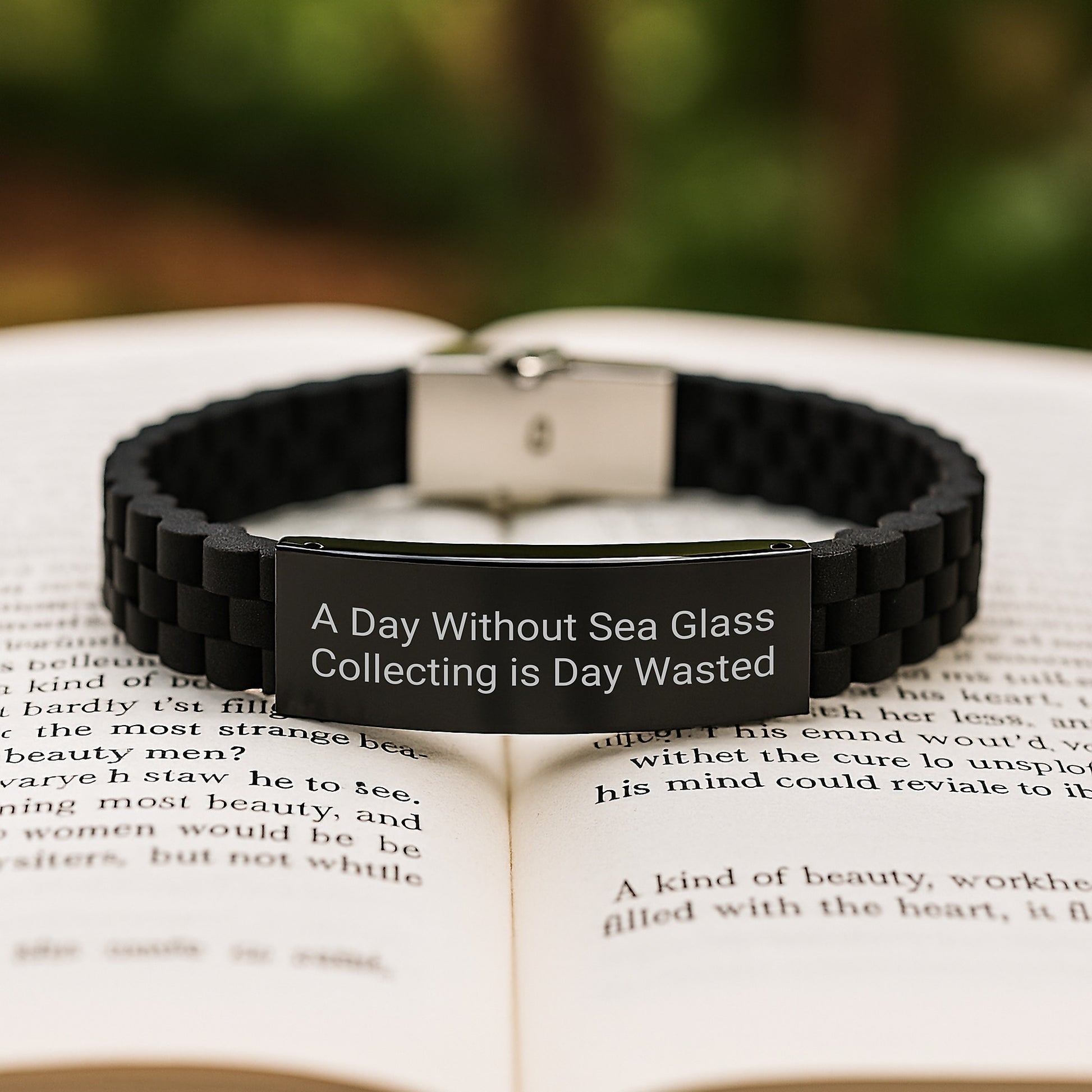 Sea Glass Collecting Gifts, Share the Passion with Friends and Family - Glide lock Clasp Black Silicone Adjustable Birthday Unique Gift - Image 2