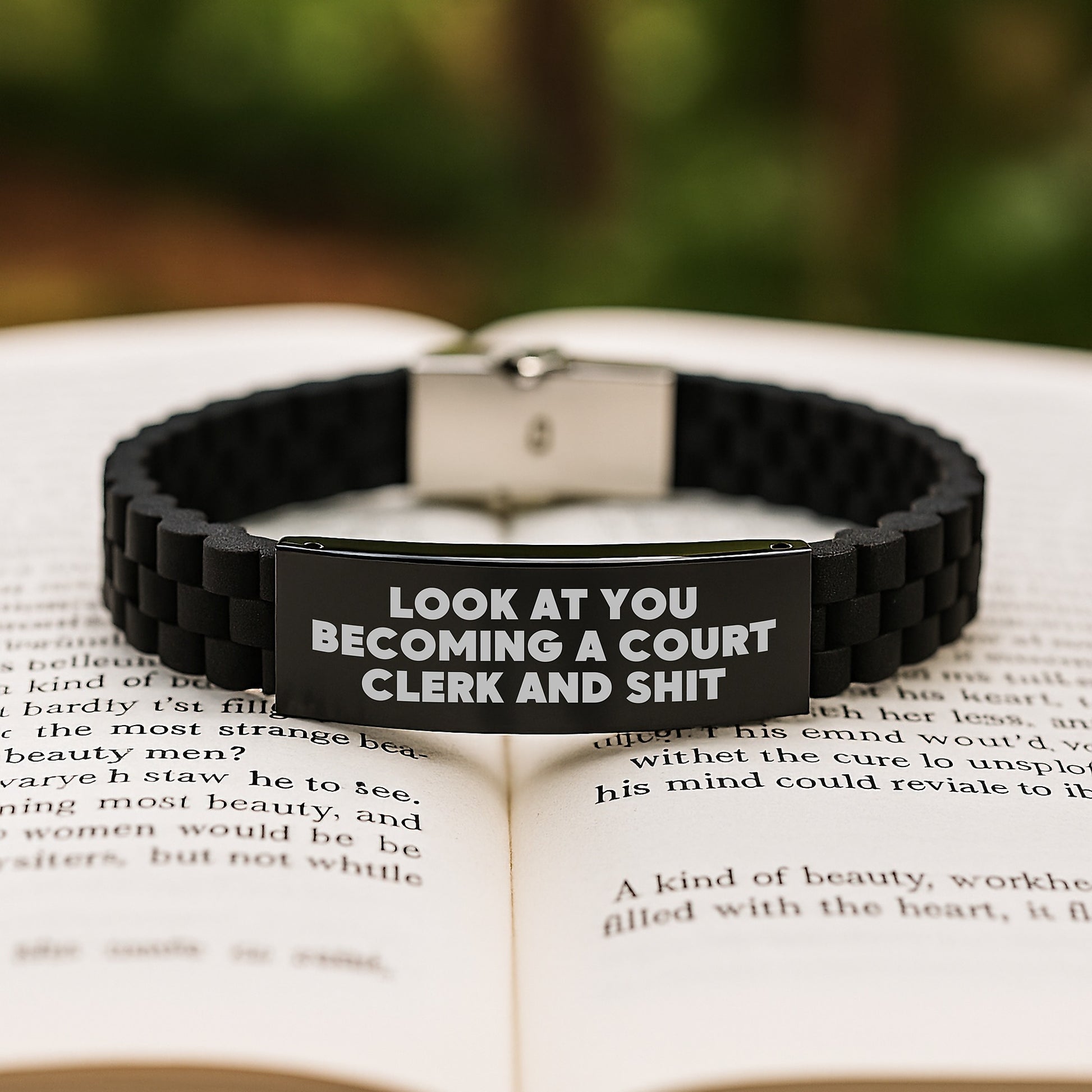 Funny Court Clerk Gifts from Friends, Court Clerk Christmas Unique Accessories for Men, Glide lock Clasp Bracelet Quote Court Clerk Inspiration - Image 2
