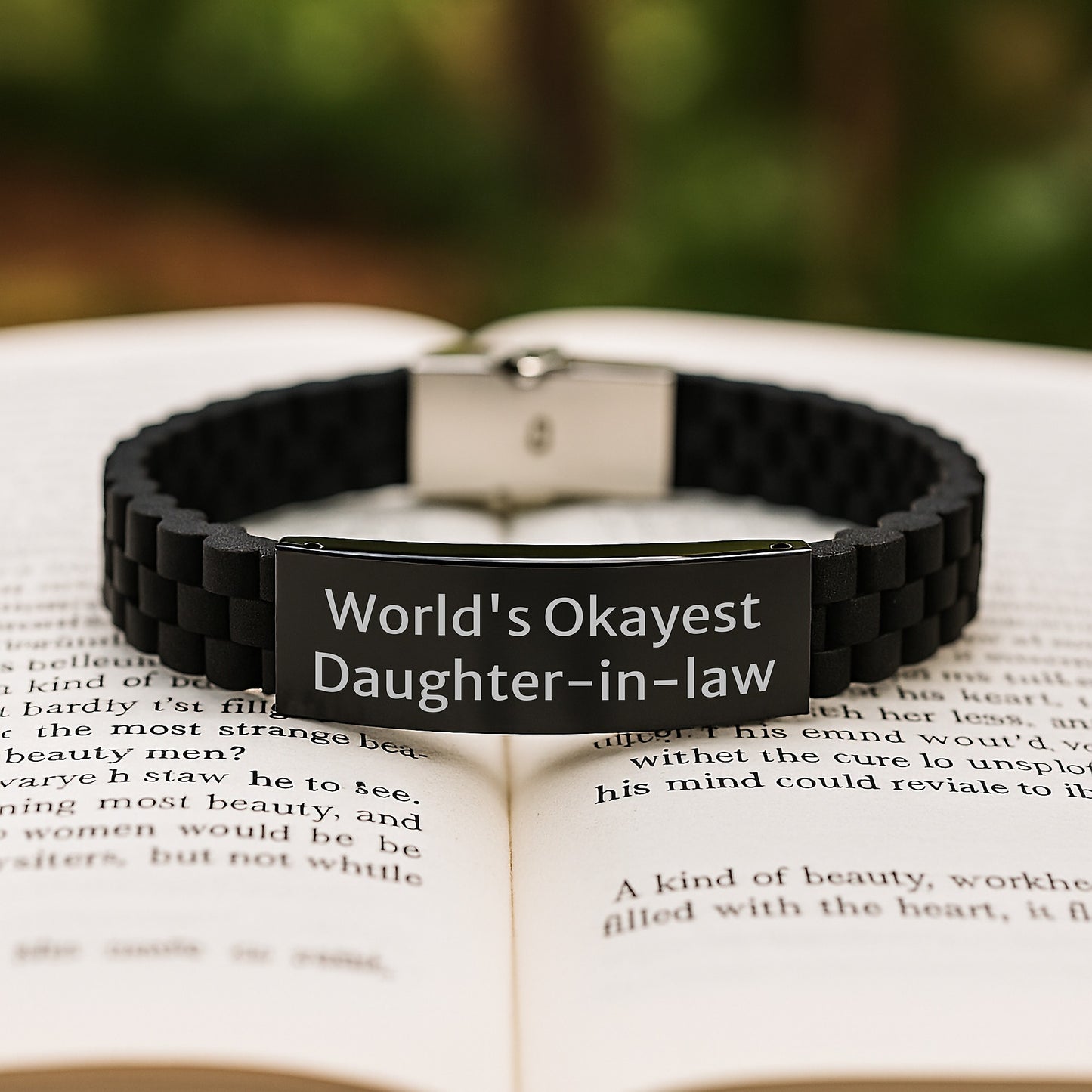 Funny Daughter-in-law Gifts from Men to World's Okayest Daughter-in-law Birthday Unique Gifts, Adjustable Glide lock Clasp Bracelet, Gifts for Daughter-in-law - Image 2