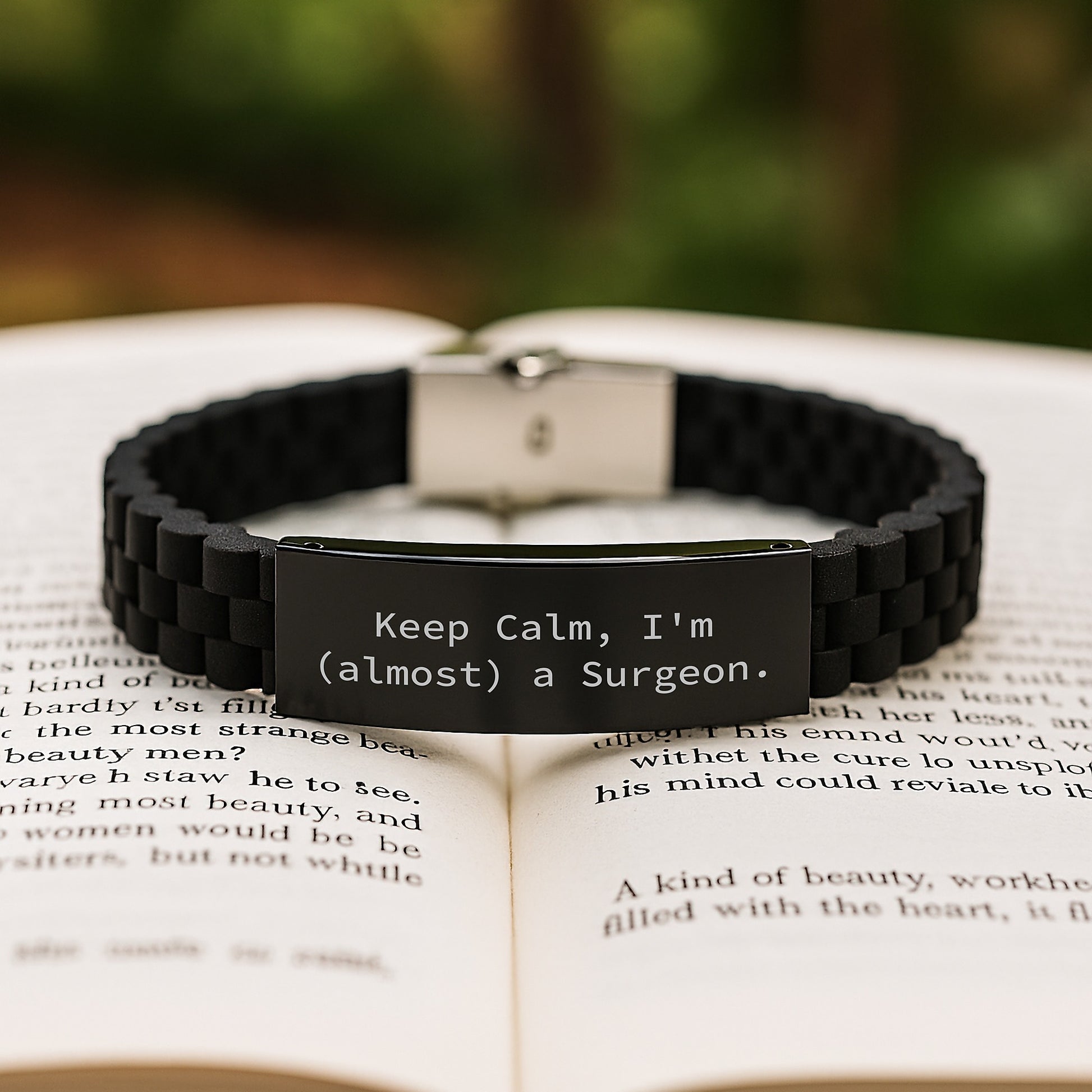 Funny Surgeon Gifts - 'Keep Calm, I'm (almost) A Surgeon.' Glide lock Clasp Birthday Unique Gift for Men, Women, Friends, or Coworkers - Image 2