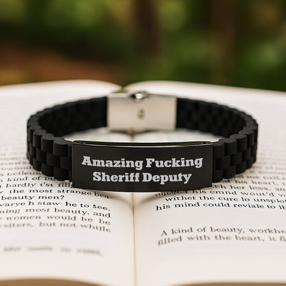 Funny Sheriff Deputy Gifts from Men to Friends Birthday Unique Glide lock Clasp Bracelet - Image 2
