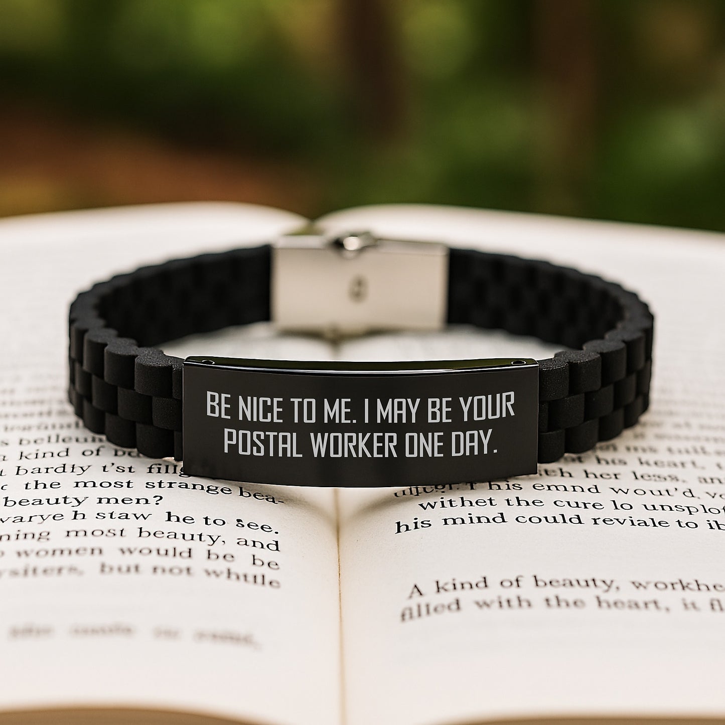 Funny Quote for Postal Worker Gifts, 'Be Nice To Me' Glide lock Clasp Bracelet for Men, Women, Friends, Coworkers, Family - Unique Christmas Unique Gift Ideas - Image 2