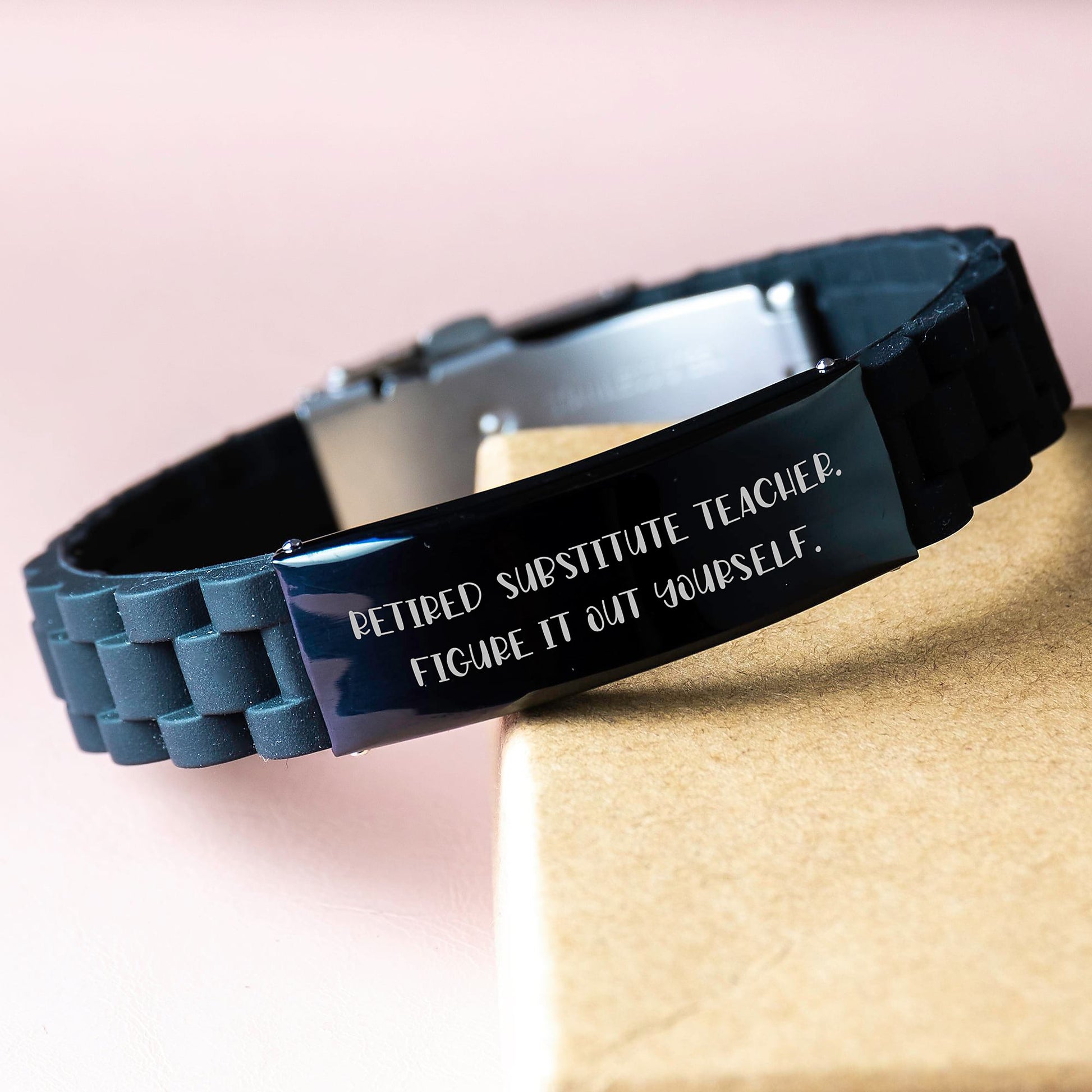 Funny Substitute Teacher Gifts for Women from Friends | Glide lock Clasp Bracelet Retired Teacher Figure It Out Yourself - Image 3