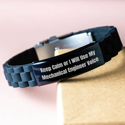 Funny Mechanical Engineer Gifts for Him Birthday Unique Glide lock Clasp Bracelet with Keep Calm Or I Will Use My Mechanical Engineer Voice - Image 3