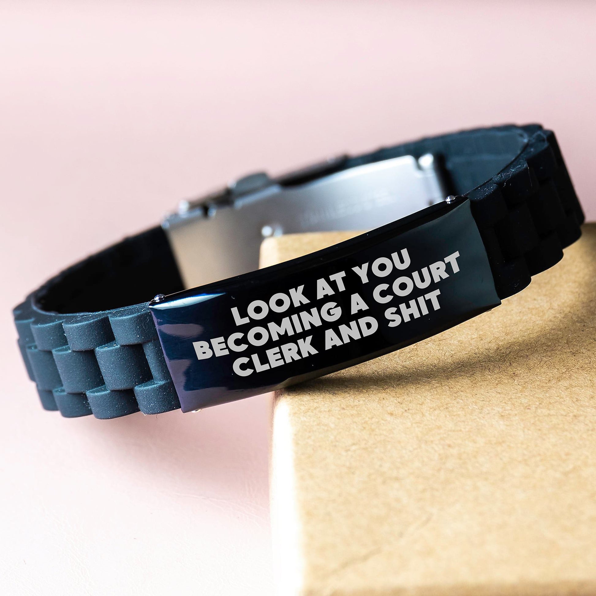 Funny Court Clerk Gifts from Friends, Court Clerk Christmas Unique Accessories for Men, Glide lock Clasp Bracelet Quote Court Clerk Inspiration - Image 3