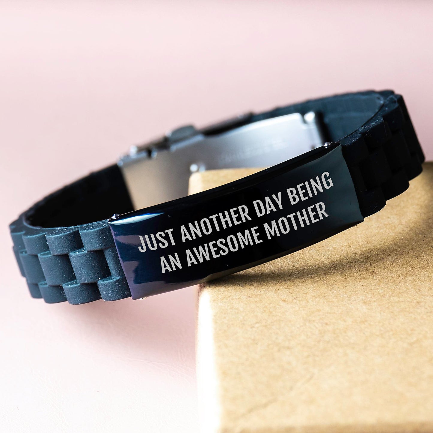 Funny Mother Birthday Unique Gifts from Mom, Glide lock Clasp Bracelet for Her, Just Another Day Being An Awesome Mother Quote - Image 3