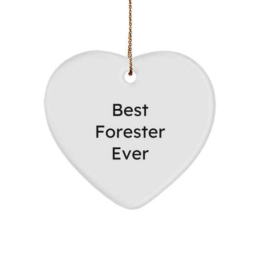 Funny Forester Gifts from Men to Best Forester Ever, Heart Ornament for Christmas, 'Best Forester Ever' Quote, Gifts for Forester, Unique Christmas Unique Gifts from Family - Image 1