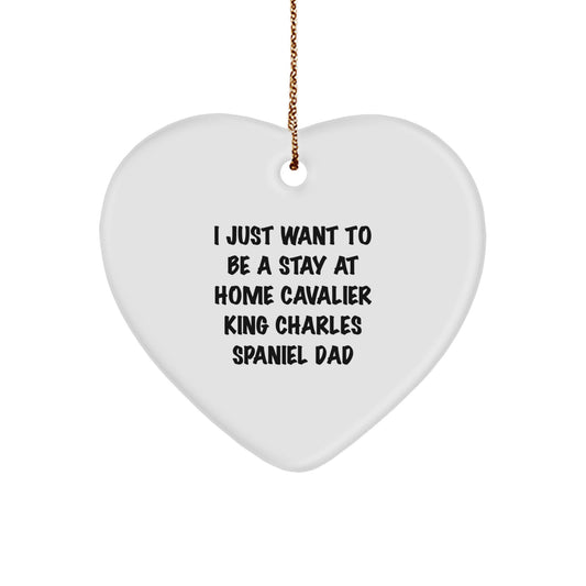 Funny Cavalier King Charles Spaniel Dad Quote Heart Ornament, Gifts from Dad for Cavalier King Charles Spaniel Dog, Christmas Unique Gifts, Heart-Shaped Decor - Image 1