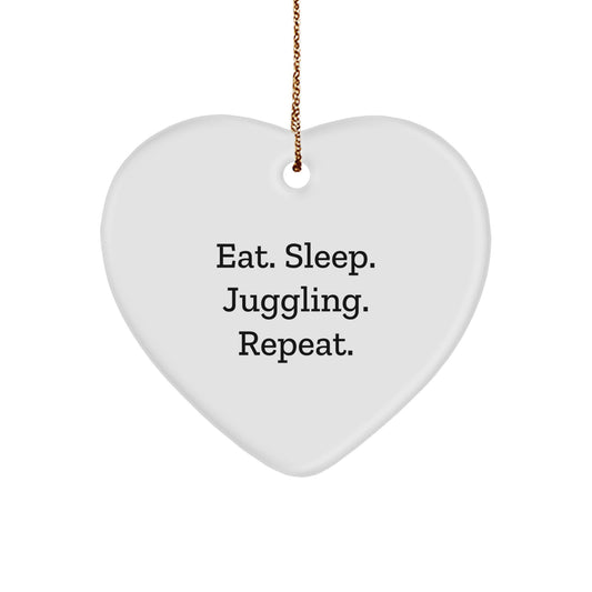 Juggling Heart Ornament, Eat. Sleep. Juggling. Repeat., Gifts from Friends for Juggling Enthusiasts, Christmas Unique Juggling Gifts - Image 1