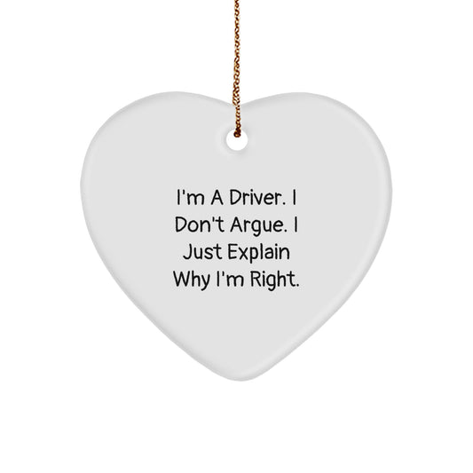 Funny Driver Quote Heart Ornament Gifts from Friends for Christmas Unique Driver Decorations - Image 1