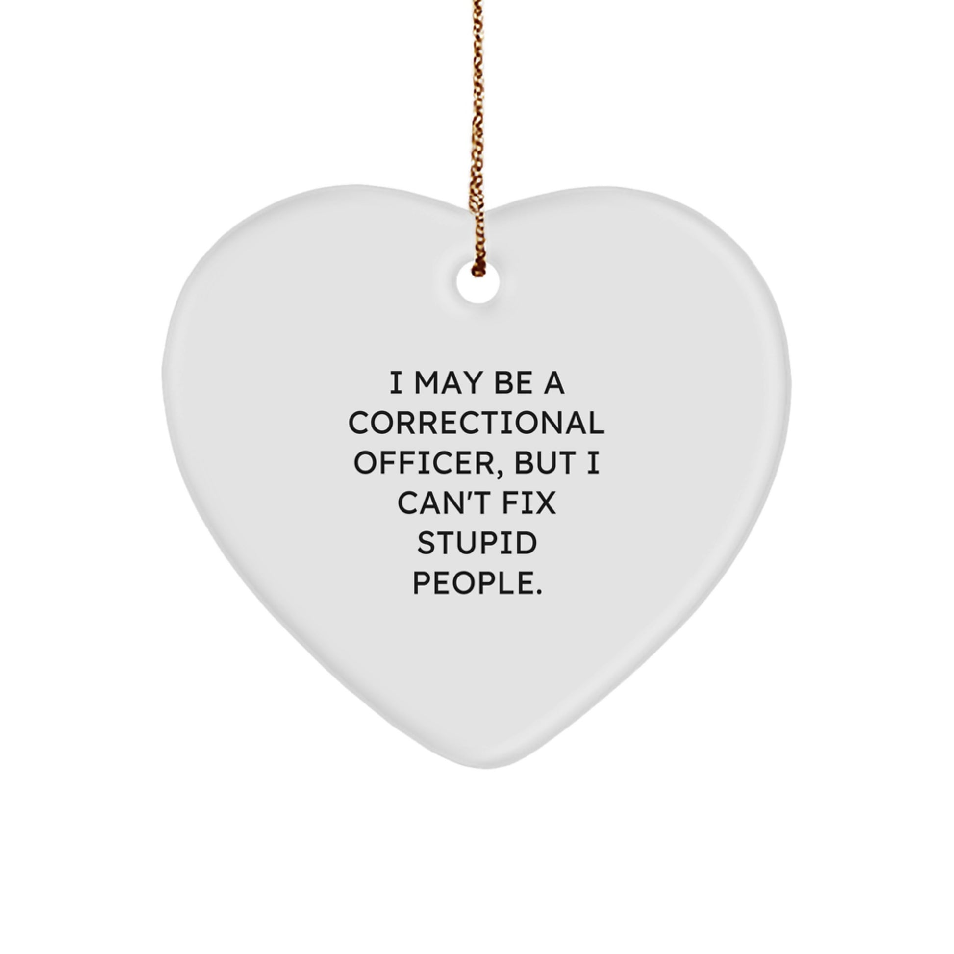 Funny Correctional Officer Heart Ornament, Gifts from Friends and Family, 'I May Be A Correctional Officer, But I Can't Fix Stupid People.,' for Correctional Officer Christmas Unique Gift - Image 1