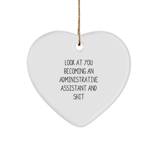 Funny Administrative Assistant Heart Ornament Gifts from Men to Women Friends Family Coworkers - Image 1
