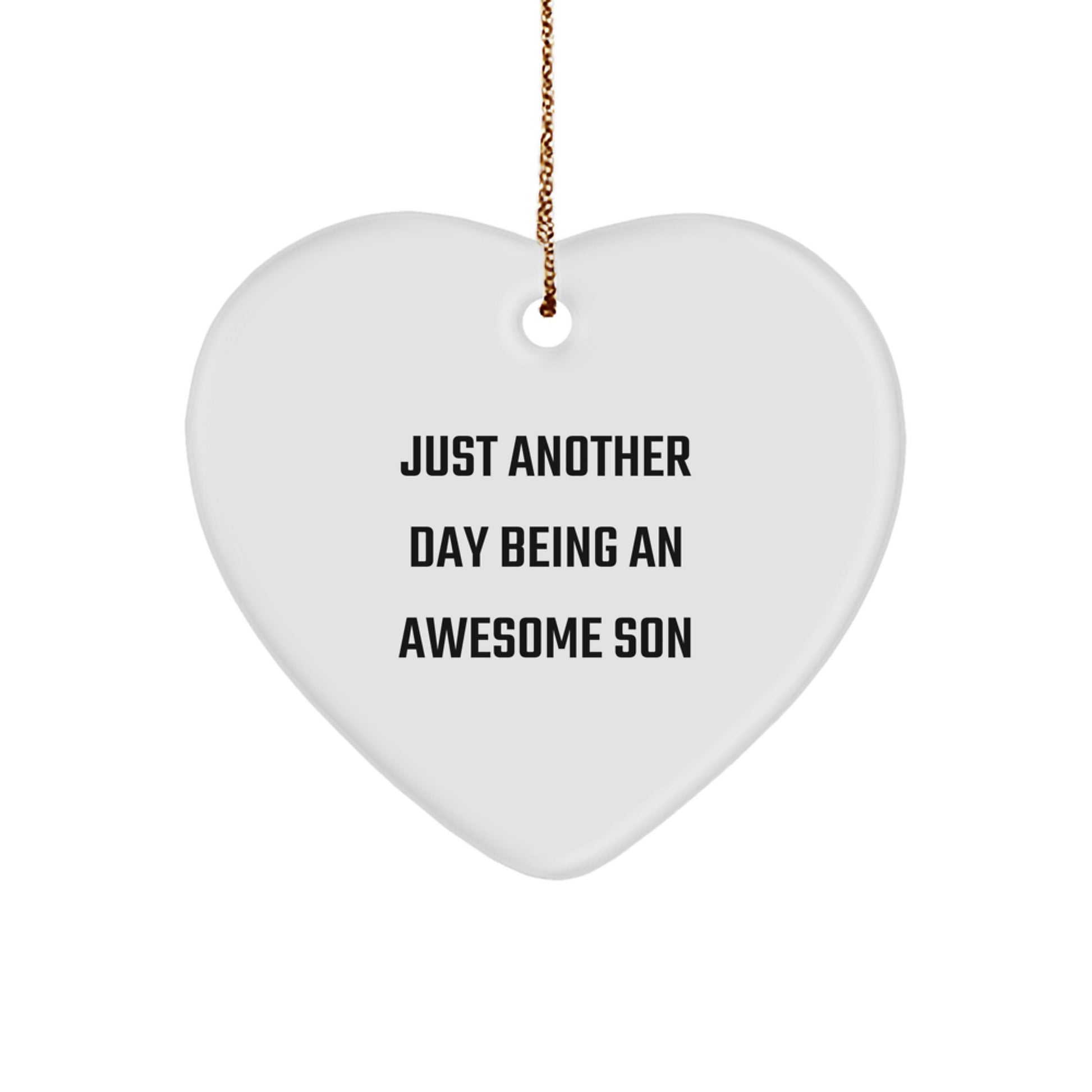 Funny Son Gifts from Mom - Heart Ornament, Heart Shaped, White, Christmas Unique Gifts for Son - Image 1