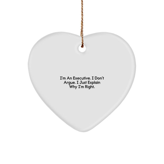 Executive Funny Heart Ornament, Funny Quote Executive Gifts, Christmas Unique Gifts from Men, Gifts for Executive Friends, Heart Ornament for Executive Women - Image 1