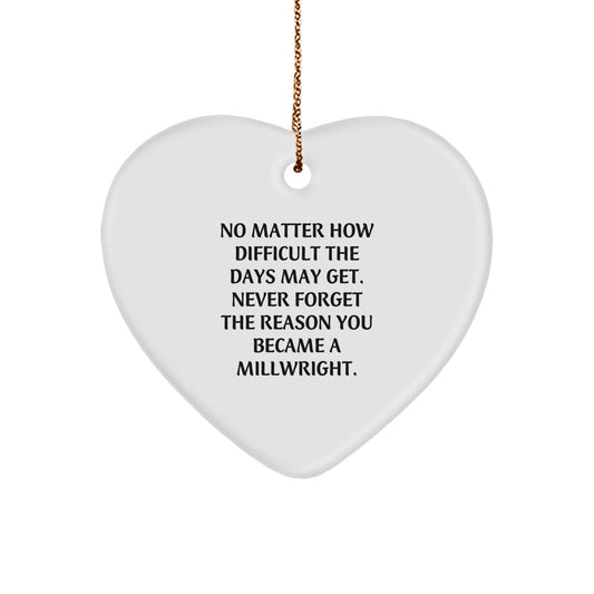Millwright Heart Ornament Gifts from Friends, Family, or Coworkers - Inspirational Quote, Christmas Unique Gifts small / White