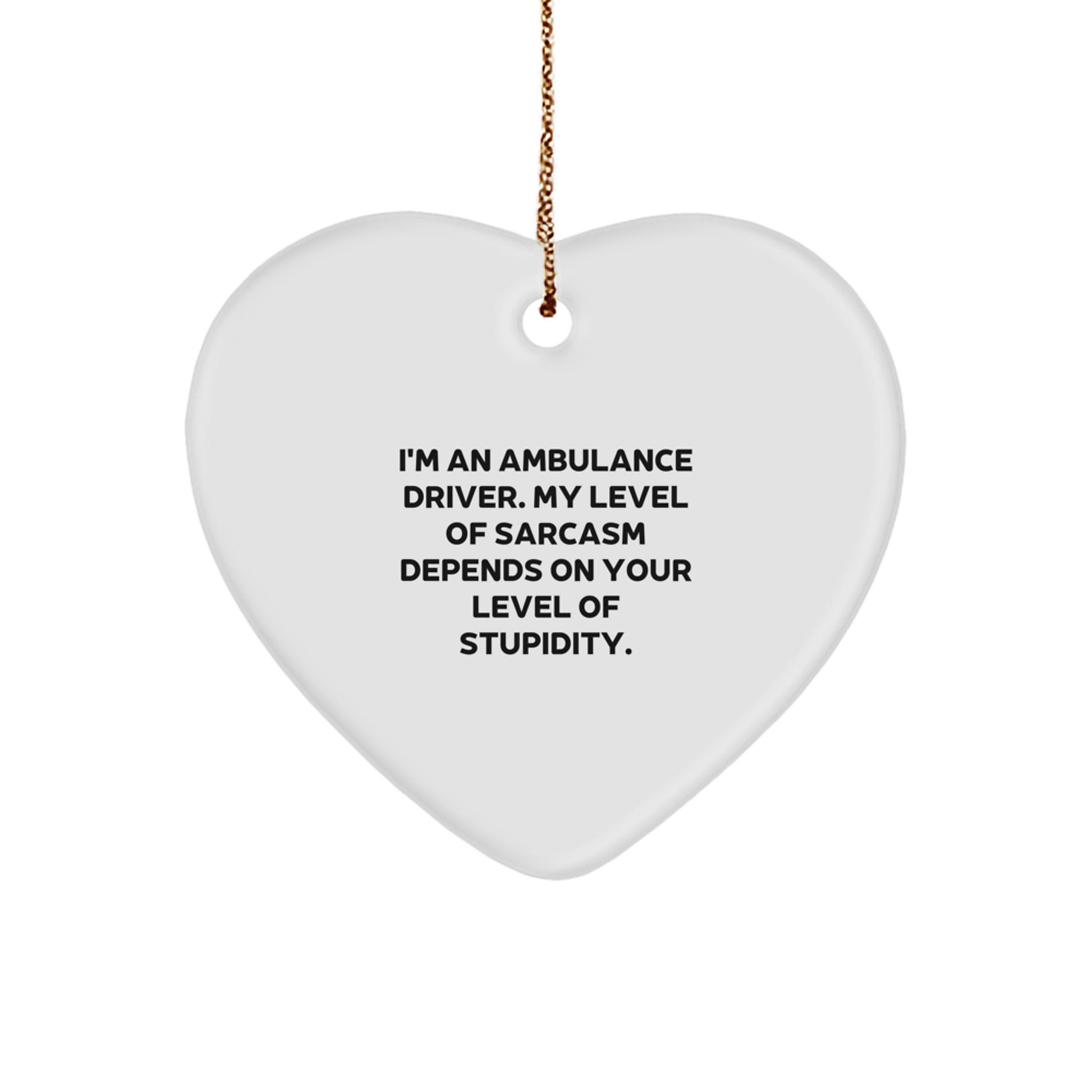 Funny Ambulance Driver Gifts for Ambulance Driver Men, Heart Ornament with Sarcasm Humor Quote, Gifts from Friends for Ambulance Driver Christmas Unique Gifts - Image 1