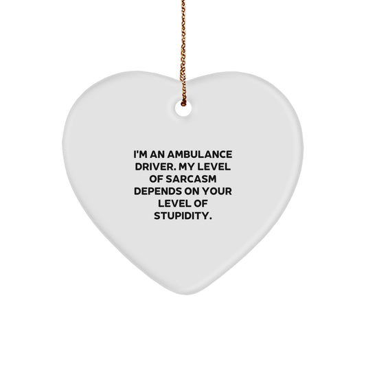 Funny Ambulance Driver Gifts for Ambulance Driver Men, Heart Ornament with Sarcasm Humor Quote, Gifts from Friends for Ambulance Driver Christmas Unique Gifts - Image 1