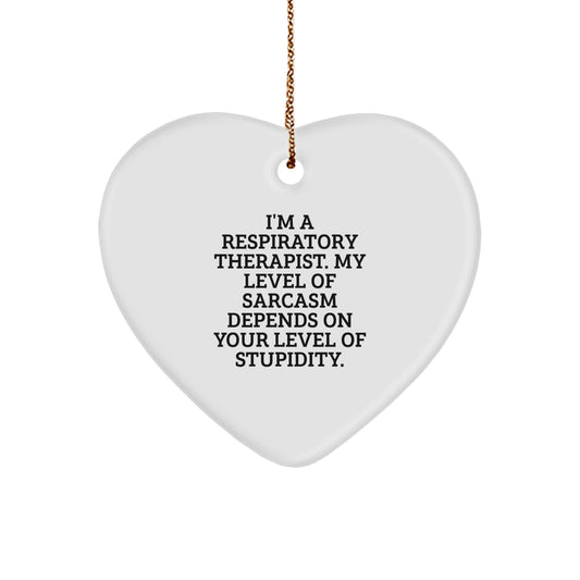 Respiratory Therapist Gifts, Funny Heart Ornament, Gifts from Friends to Coworkers, Inspirational Quote, Christmas Unique Gifts for Respiratory Therapist, Heart Shape MDF Ornament with Gold Cord - Image 1