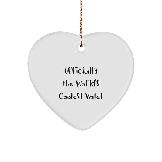Funny Valet Gifts for Him, Officially The World's Coolest Valet Heart Ornament, Christmas Unique Gifts from Men to Valet Friends - Image 1