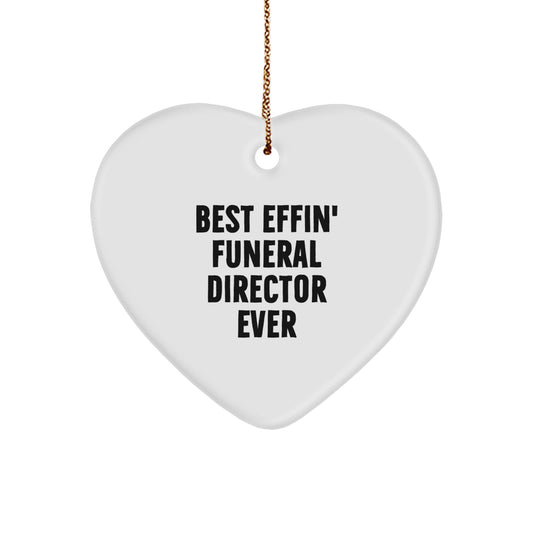 Funny Funeral Director Gifts from Friends - Best Effin' Funeral Director Heart Ornament, Christmas Unique Present for Men, Funny Heart Shaped - Image 1
