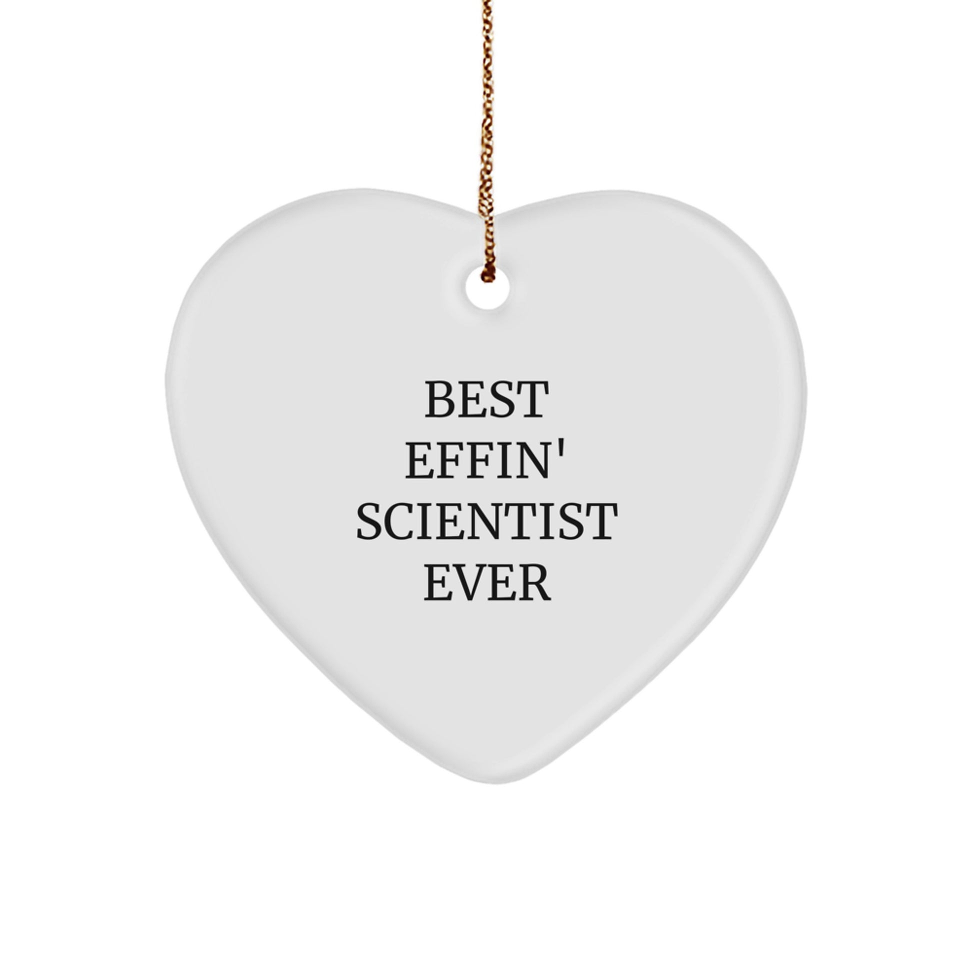 Funny Scientist Gifts, Best Effin' Scientist Ever Heart Ornament, Unique Christmas Unique Gifts for Him from Men, Perfect MDF Heart-Shaped Decoration for Scientist Friends - Image 1