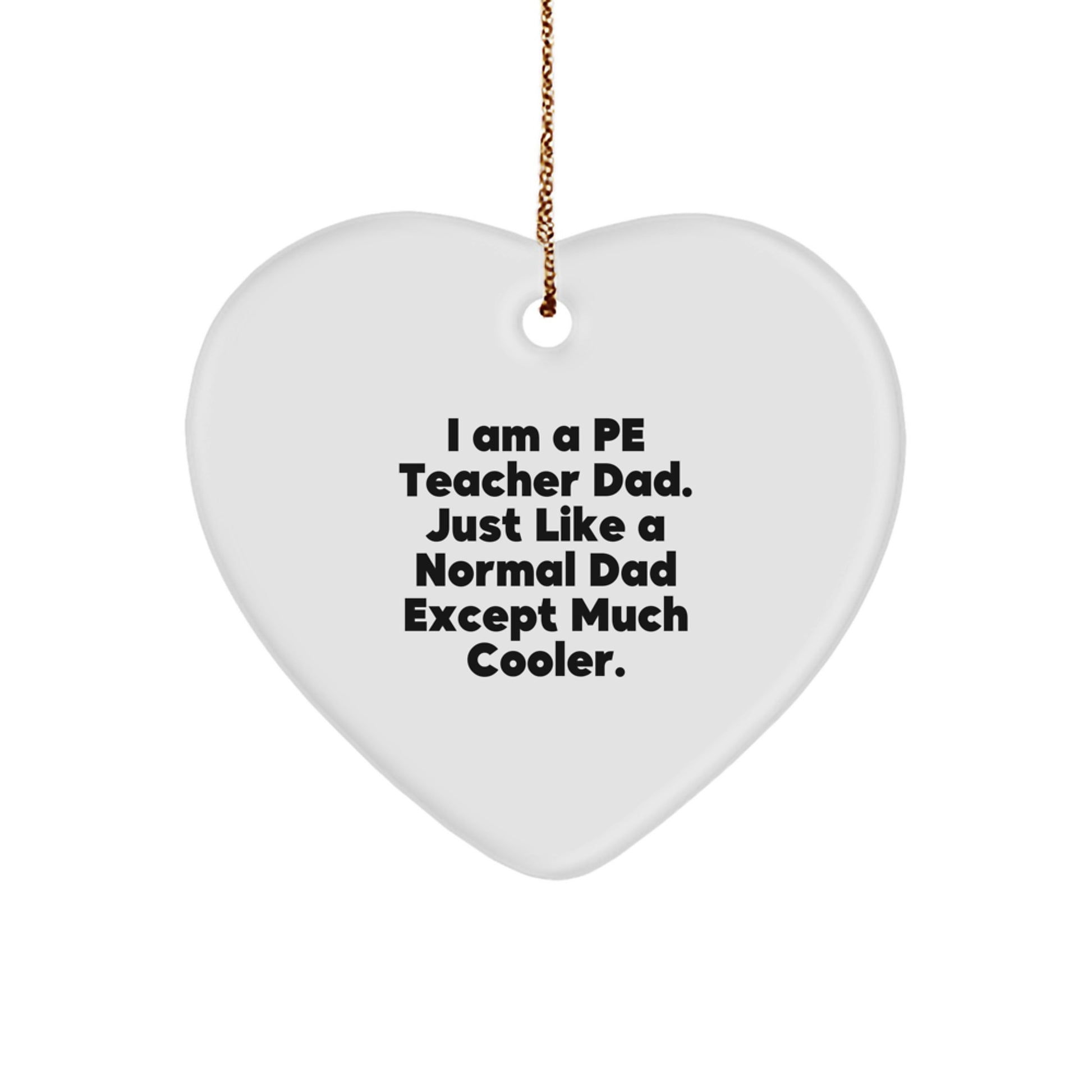 PE Teacher Dad Gifts for Men, Heart Ornament with Funny Quote, Christmas Unique Gifts from Dad, for PE Teacher Home Decor - Image 1