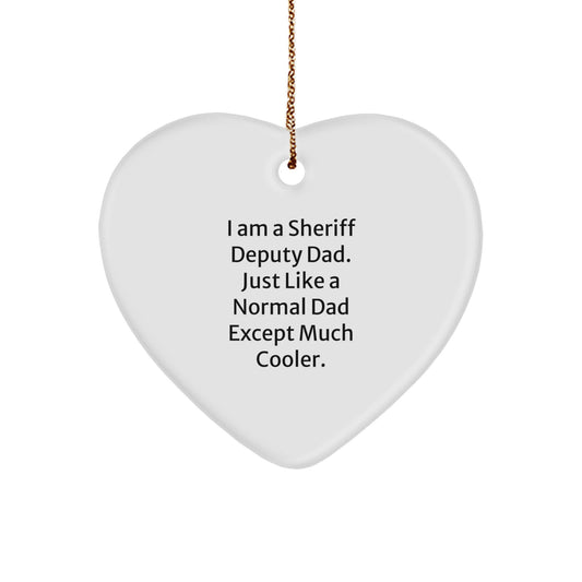 Funny Sheriff Deputy Dad Heart Ornament Gifts from Friends and Family for Christmas Unique Ideas - Image 1