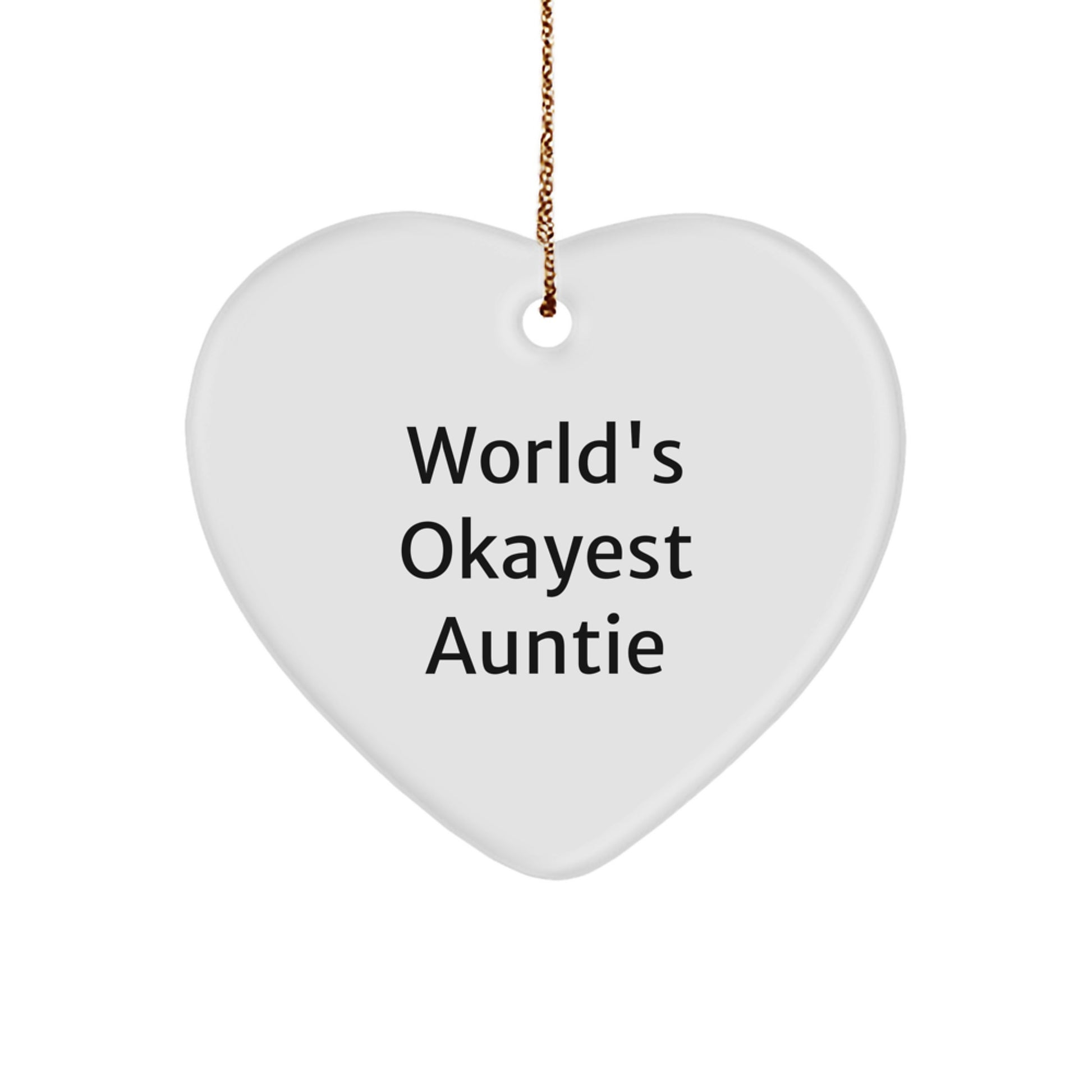 Funny Auntie Gifts from Men for World's Okayest Auntie Heart Ornament, Christmas Unique Gifts for Auntie - Image 1