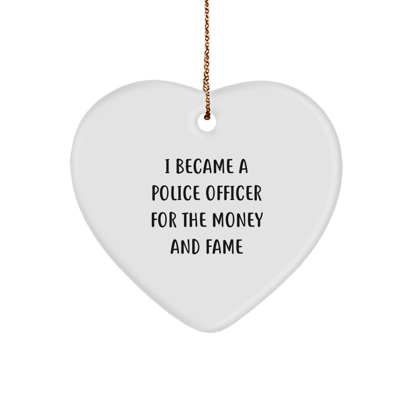 Police Officer Heart Ornament, Funny Gift for Him, Gifts from Men, Christmas Unique Presents for Police Officers - Image 1