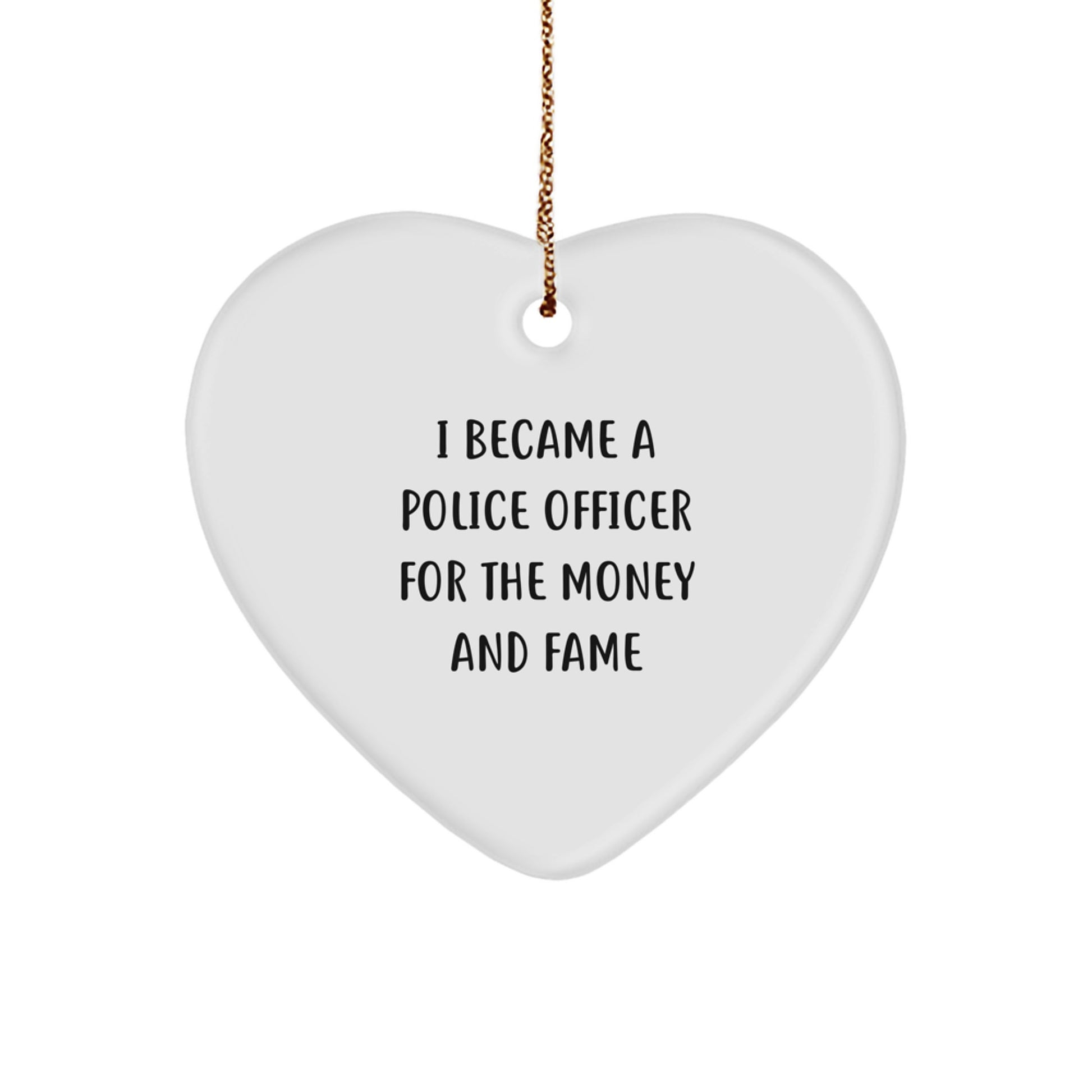Police Officer Heart Ornament, Funny Gift for Him, Gifts from Men, Christmas Unique Presents for Police Officers - Image 1