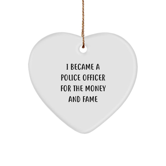 Police Officer Heart Ornament, Funny Gift for Him, Gifts from Men, Christmas Unique Presents for Police Officers - Image 1