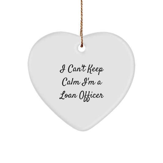 Funny Loan Officer Gifts from Friends - I Can't Keep Calm Heart Ornament for Christmas - Image 1