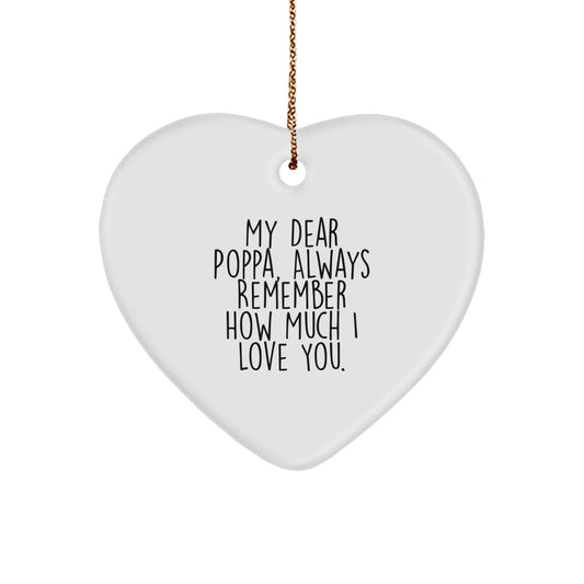 Funny Quotes for Poppa Gifts from Family Members, Heart Ornament for Christmas Unique Gifts for Poppa Men - Image 1