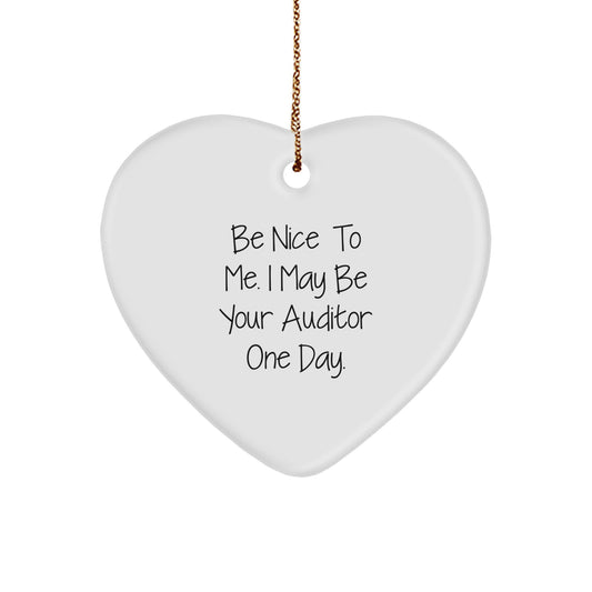 Funny Heart Ornament Gifts from Friends for Auditor, Christmas Unique Auditor Gifts, Auditor Heart Ornament - Image 1