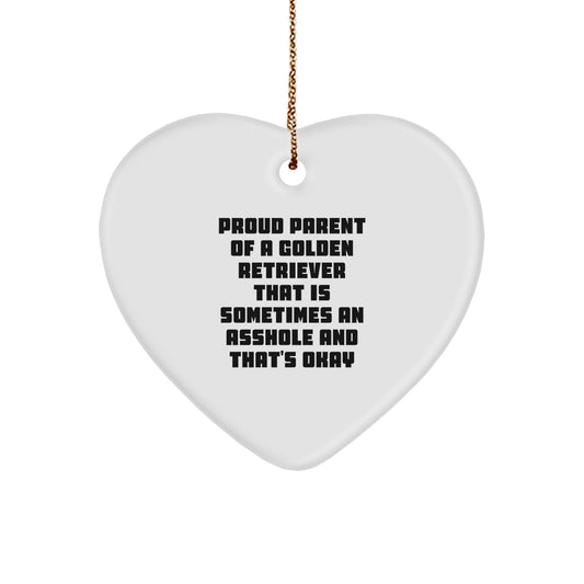Funny Golden Retriever Dog Gifts for Golden Retriever Lover from Funny Parent, Heart Ornament, Christmas Unique Gifts - Image 1