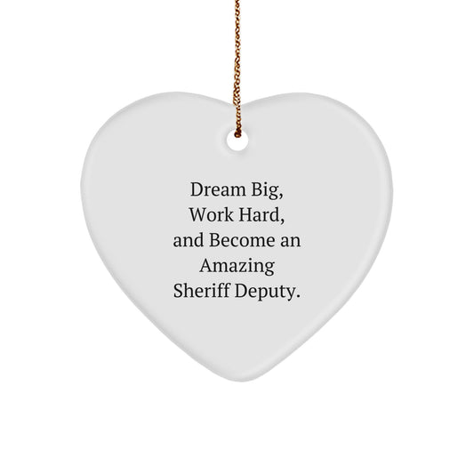 Sheriff Deputy Inspirational Quote Heart Ornament Gifts from Friends and Family for Christmas small / White