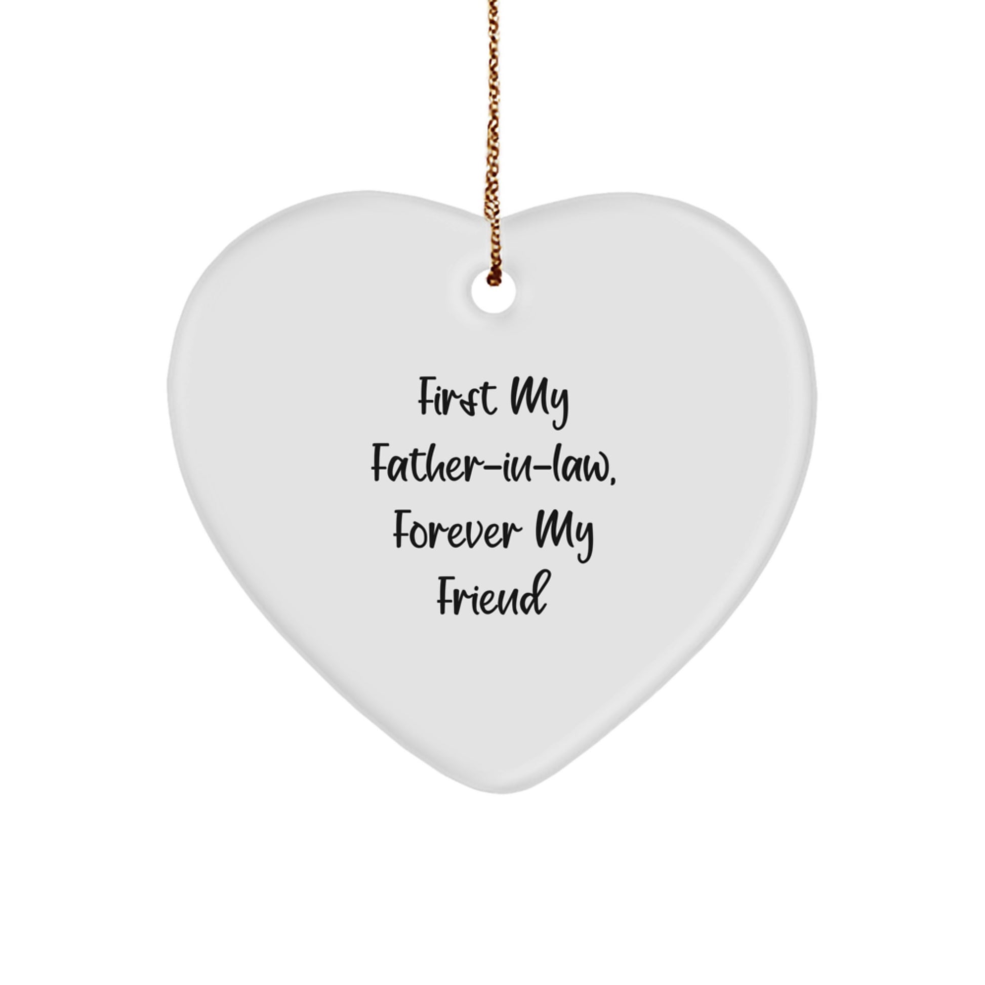 Funny Father-in-law Heart Ornament Gifts from Family, 'First My Father-in-law, Forever My Friend' for Him, Christmas Unique Presents - Image 1