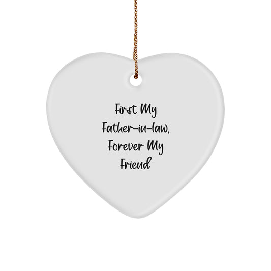 Funny Father-in-law Heart Ornament Gifts from Family, 'First My Father-in-law, Forever My Friend' for Him, Christmas Unique Presents - Image 1
