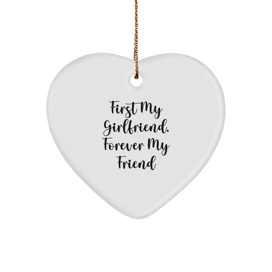 Funny Sweetheart Gifts from Men - 'First My Sweetheart, Forever My Friend' Heart Ornament, White, 2.75'' Tall, Perfect for Christmas - Image 1
