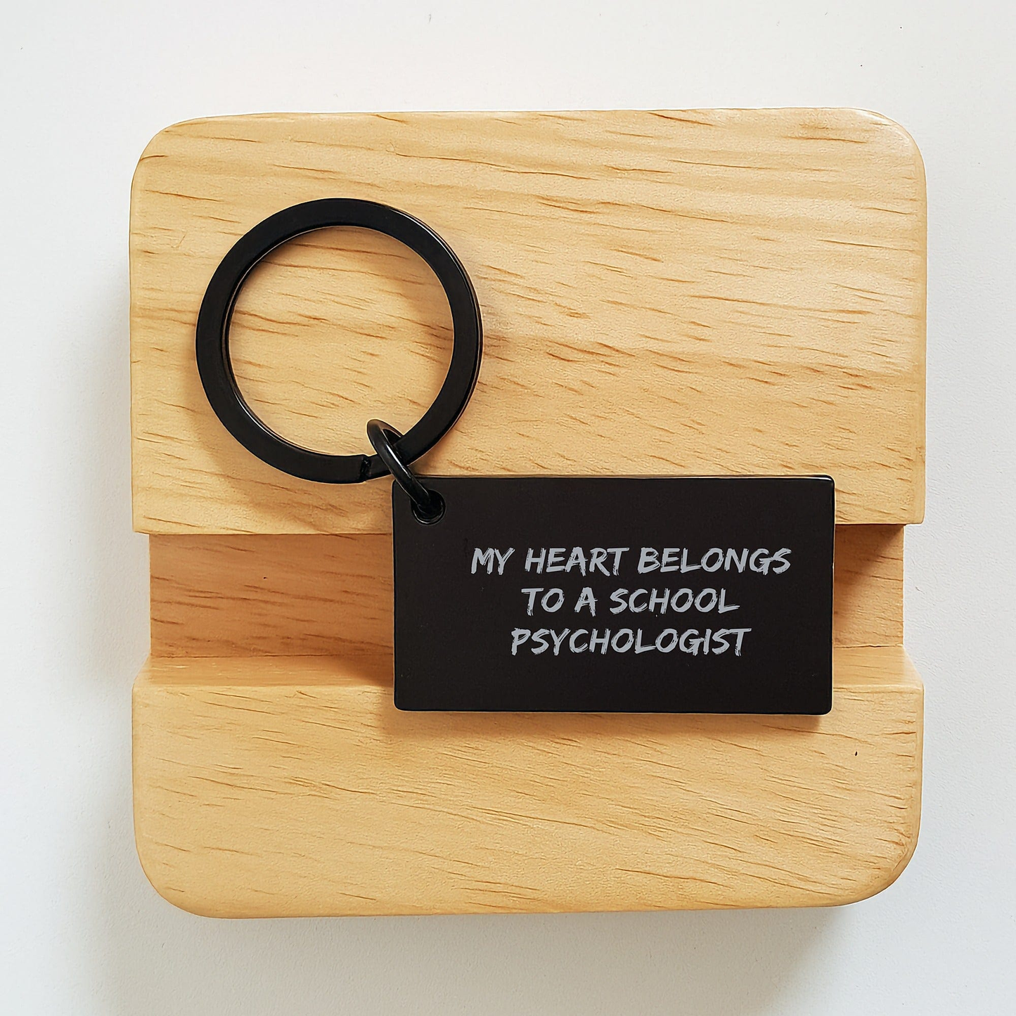 Funny School Psychologist Gifts from Friends, Inspirational Keychain for School Psychologist, Graduation Unique Gifts for Her, My Heart Belongs To A School Psychologist Engraved Keychain small / Black