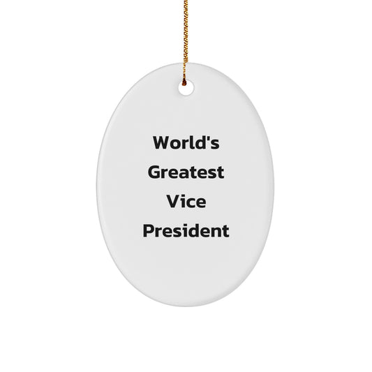 Funny Vice President Gifts from Friends - Oval Ornament for World's Greatest VP - Christmas Unique Presents - Image 1