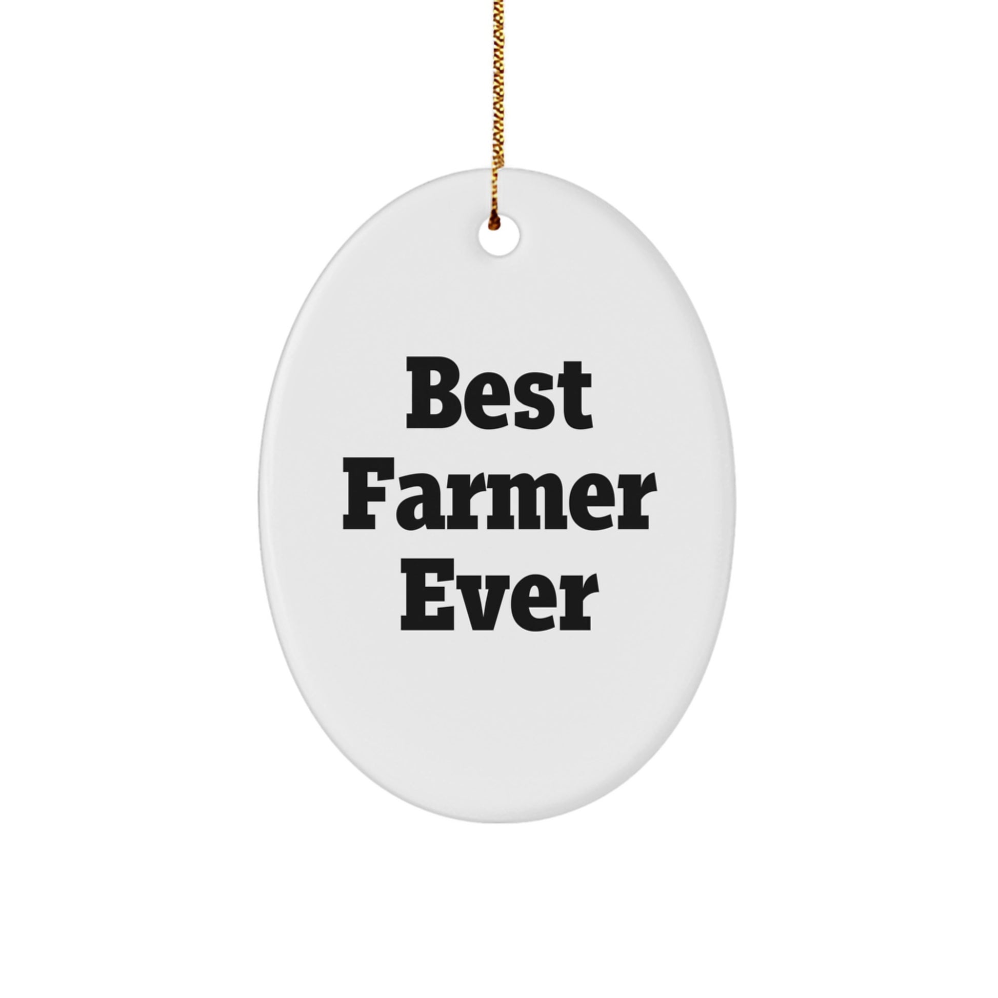 Gifts from Friends to Best Farmer Ever Oval Ornament, Christmas Unique Farming Decor - Image 1