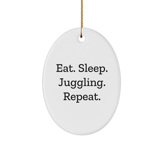 Juggling Gifts from Friends to Family - Eat. Sleep. Juggling. Repeat. Oval Ornament for Christmas - Image 1