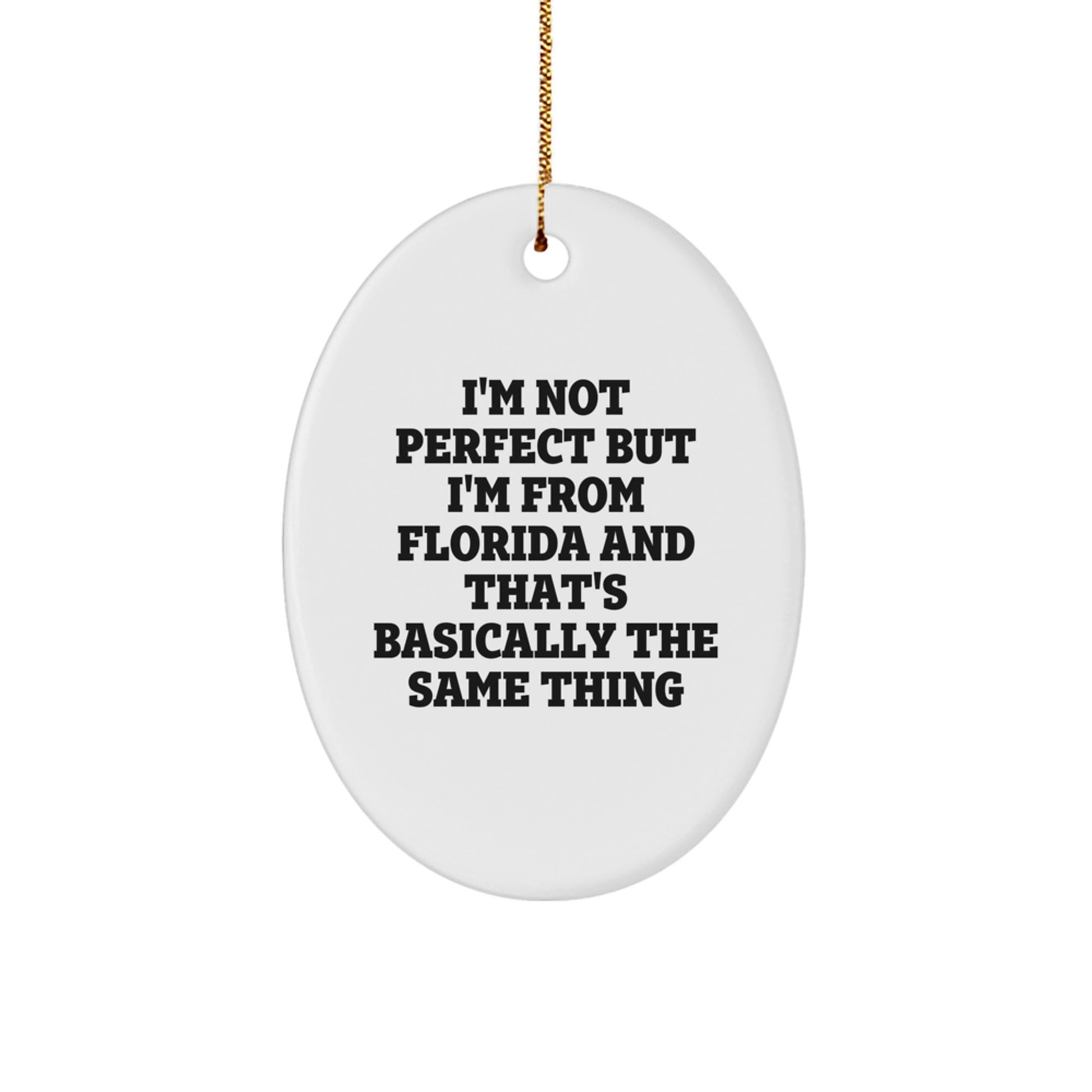 Funny Florida Oval Ornament Gifts from Friends and Family - I'm Not Perfect But I'm From Florida And That's Basically The Same Thing Christmas Unique Gifts - Image 1