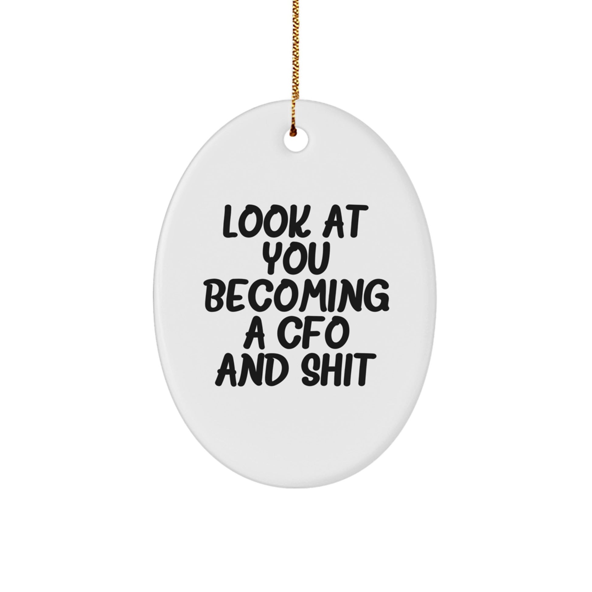 Funny CFO Christmas Oval Ornament Gifts from Family Friends for CFO Office Decor - 'Look At You Becoming A CFO And Shit' - Image 1
