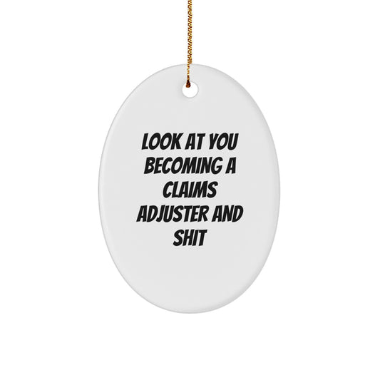 Claims Adjuster Oval Ornament, Funny Gift for Claims Adjuster, Christmas Unique Gifts from Men to Claims Adjuster - Image 1