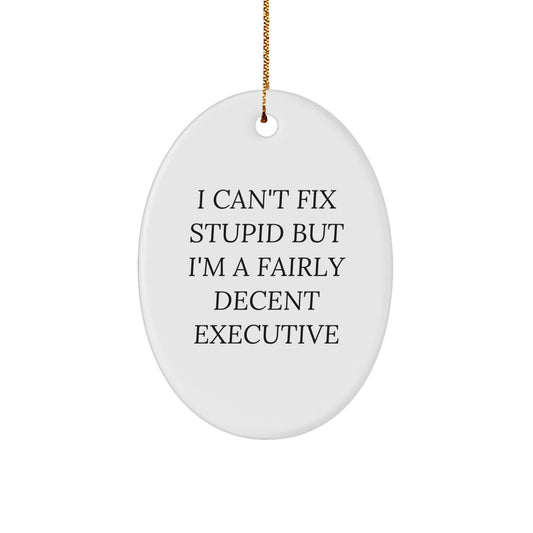 Funny Executive Oval Ornaments Gifts from Friends for Colleagues - Oval Shaped - White - Christmas Unique Gifts - Image 1